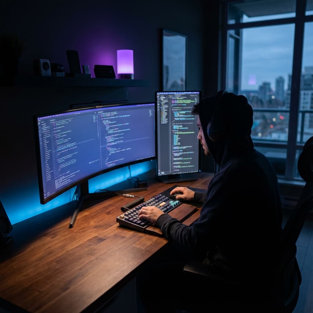 Programmer working on crypto security